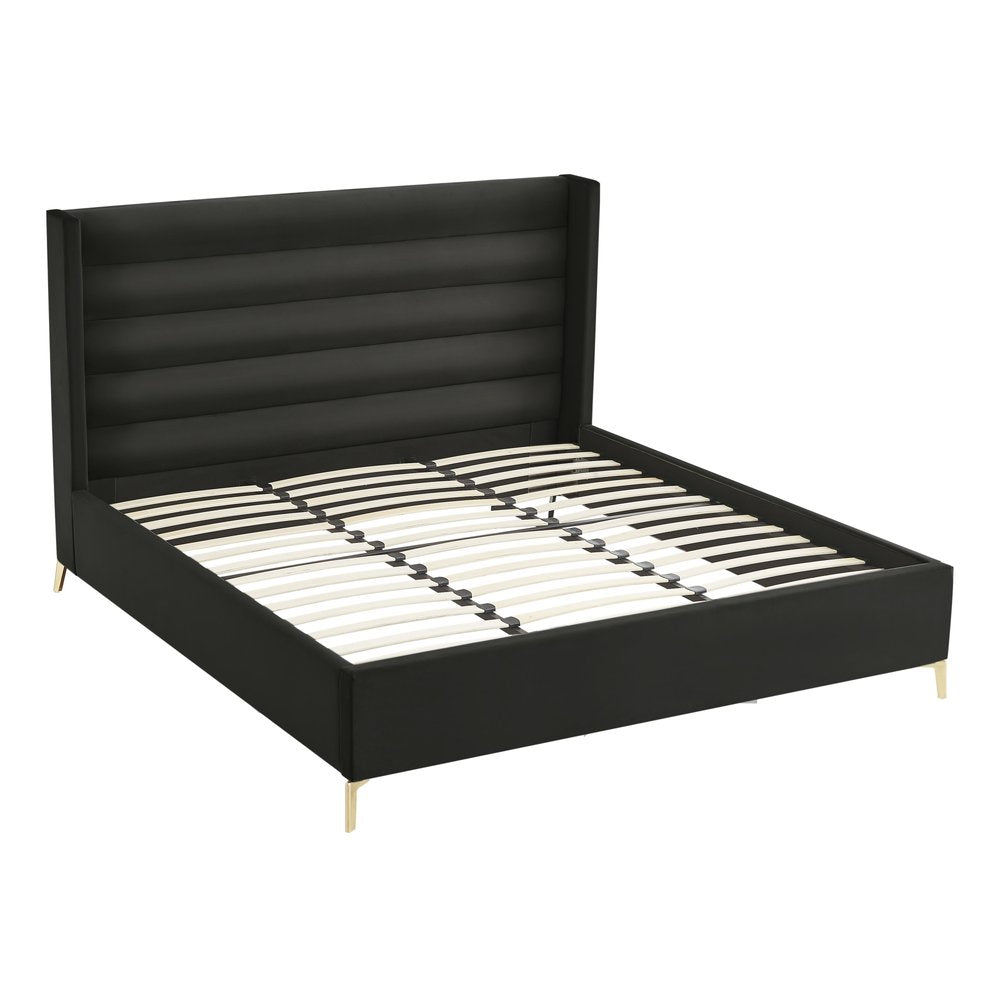 Black Velvet Upholstered King Bed Frame HomeRoots