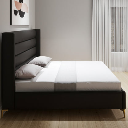 Black Velvet Upholstered King Bed Frame HomeRoots