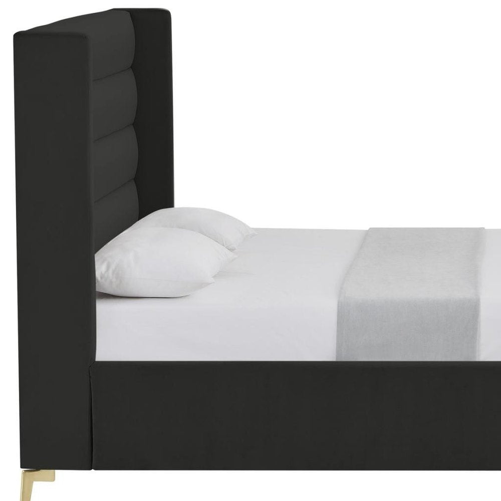 Black Velvet Upholstered King Bed Frame HomeRoots
