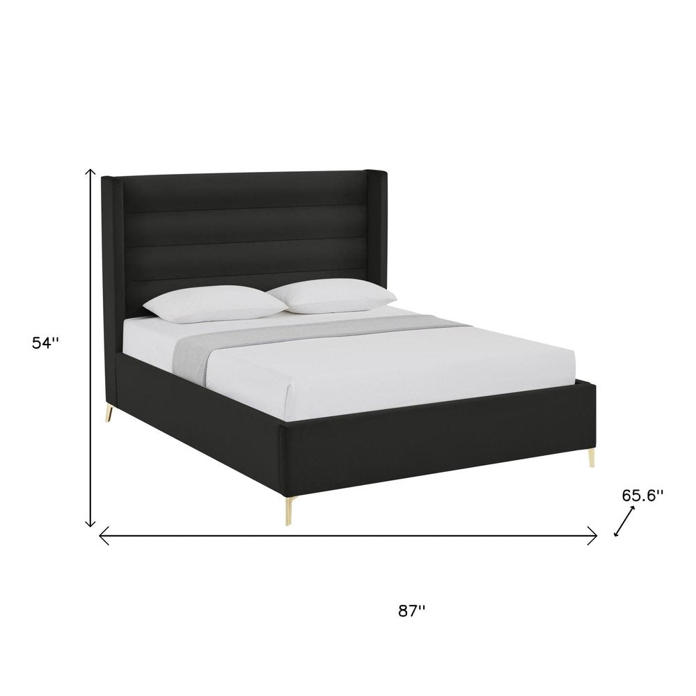Black Velvet Upholstered King Bed Frame HomeRoots