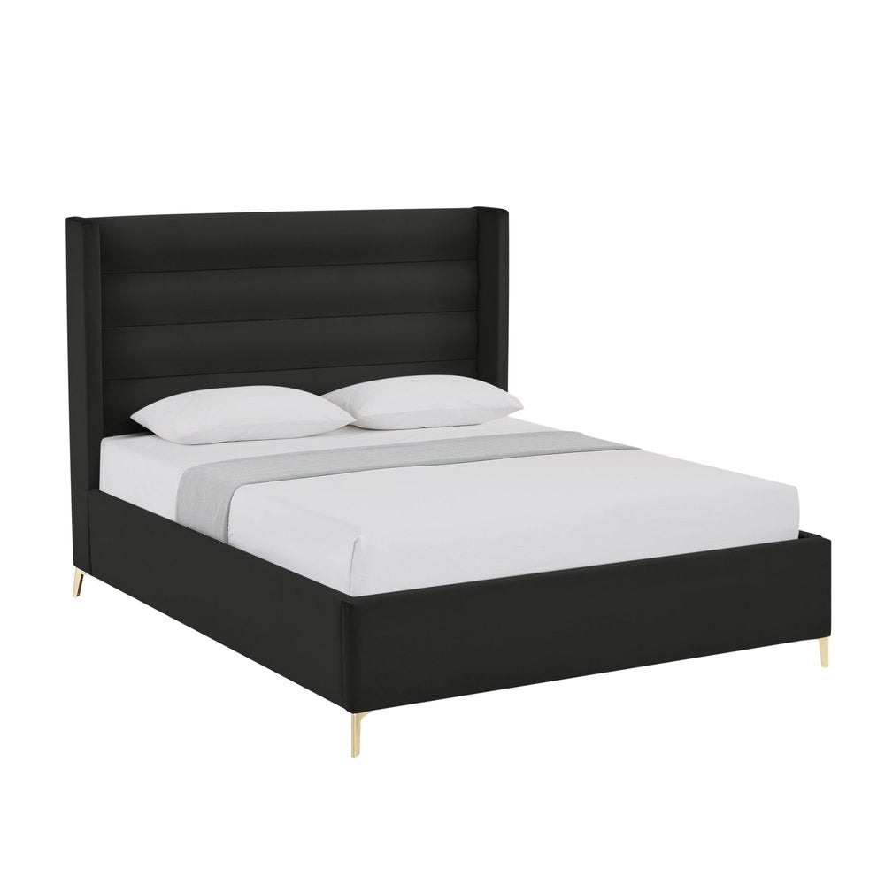 Black Velvet Upholstered King Bed Frame HomeRoots