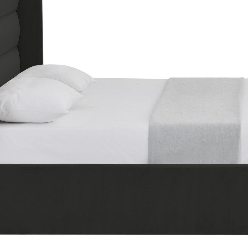 Black Velvet Upholstered King Bed Frame HomeRoots