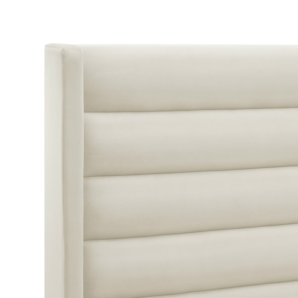 Cream Velvet Upholstered Queen Bed Frame HomeRoots