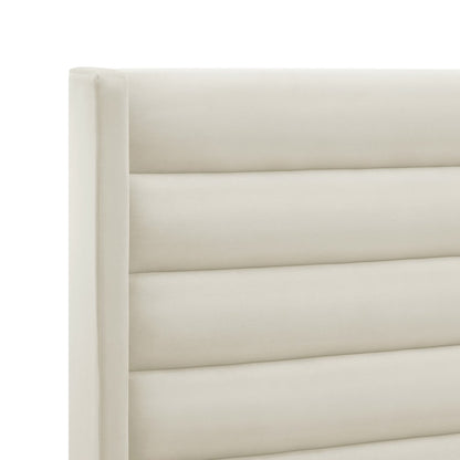 Cream Velvet Upholstered Queen Bed Frame HomeRoots
