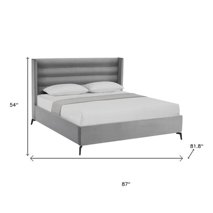 Light Gray Velvet Upholstered King Bed Frame HomeRoots