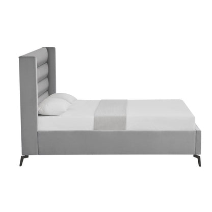 Light Gray Velvet Upholstered King Bed Frame HomeRoots