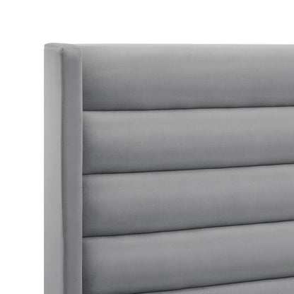 Light Gray Velvet Upholstered King Bed Frame HomeRoots
