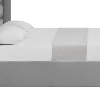 Light Gray Velvet Upholstered King Bed Frame HomeRoots