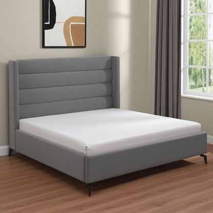 Light Gray Velvet Upholstered King Bed Frame HomeRoots