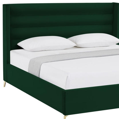 Green Velvet Upholstered King Bed Frame HomeRoots