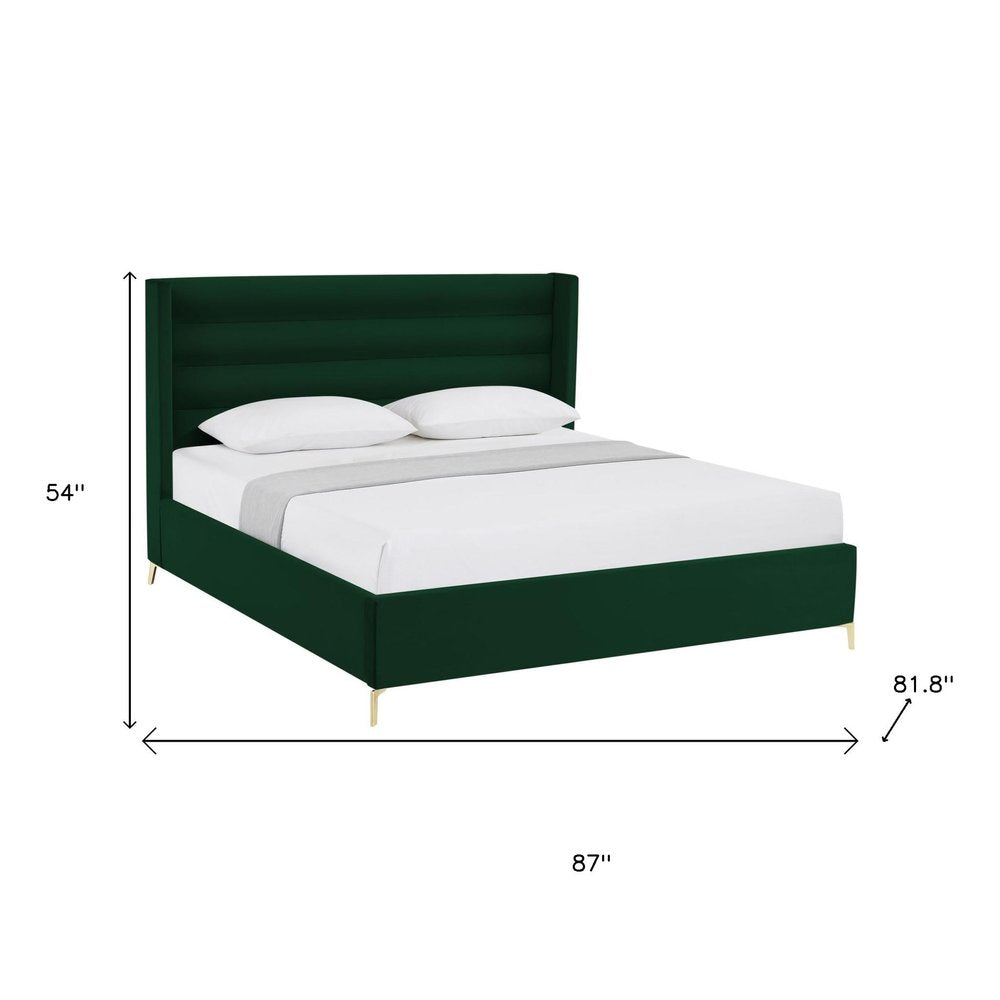Green Velvet Upholstered King Bed Frame HomeRoots