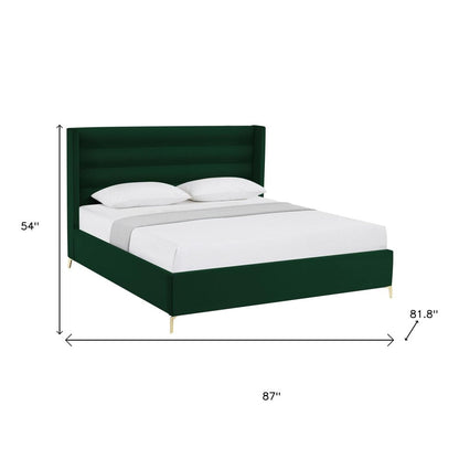 Green Velvet Upholstered King Bed Frame HomeRoots