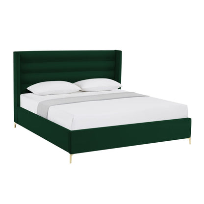 Green Velvet Upholstered King Bed Frame HomeRoots