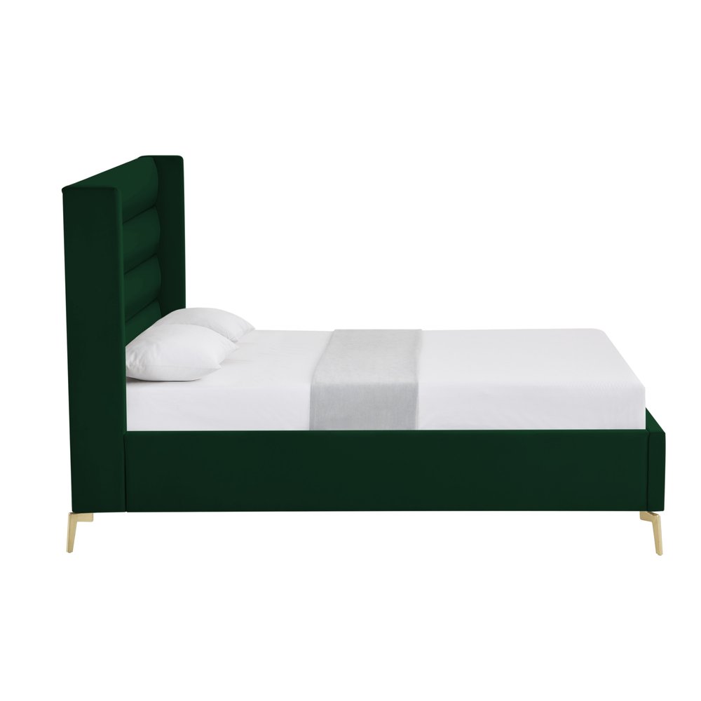 Green Velvet Upholstered King Bed Frame HomeRoots