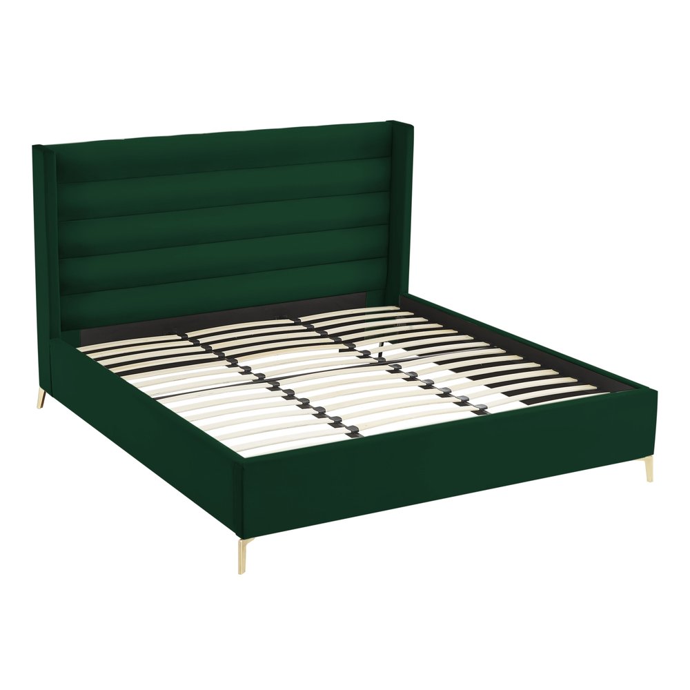 Green Velvet Upholstered King Bed Frame HomeRoots