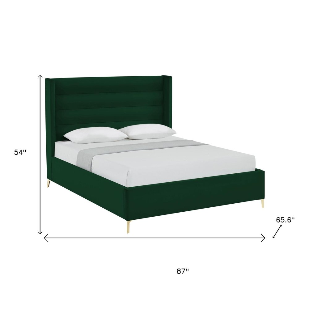Green Velvet Upholstered King Bed Frame HomeRoots