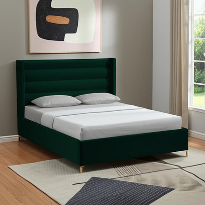 Green Velvet Upholstered King Bed Frame HomeRoots