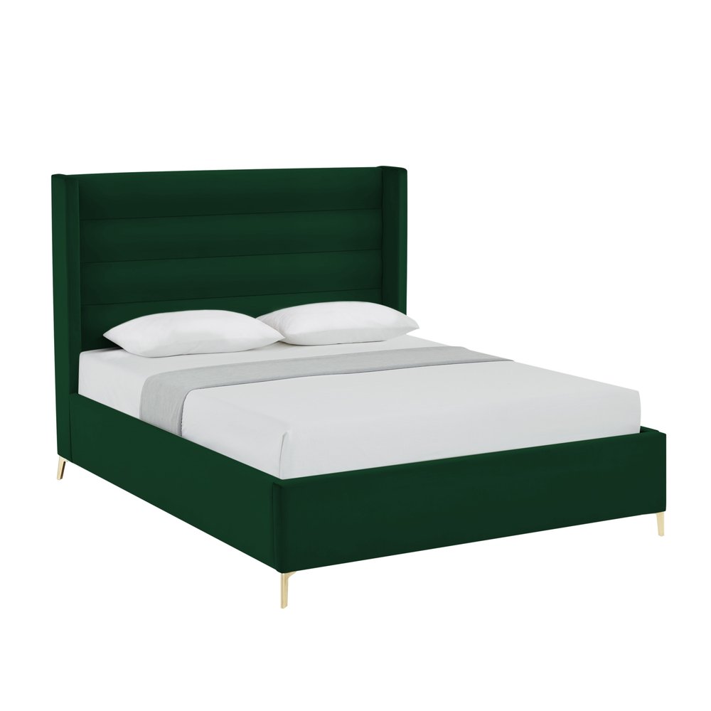 Green Velvet Upholstered King Bed Frame HomeRoots