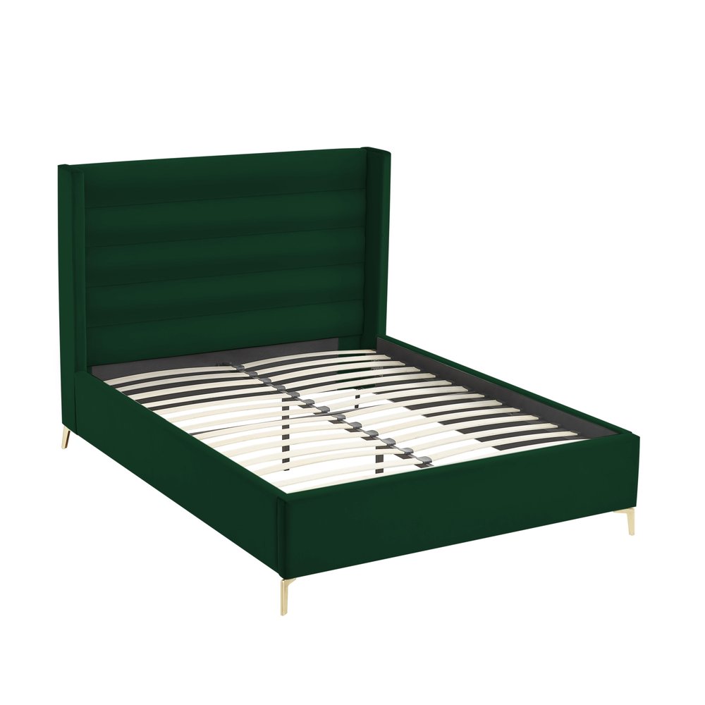 Green Velvet Upholstered King Bed Frame HomeRoots