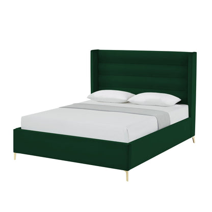 Green Velvet Upholstered King Bed Frame HomeRoots