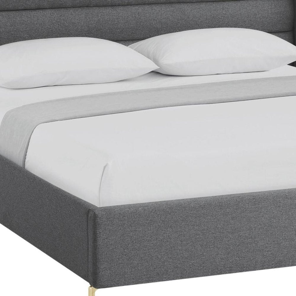 Gray Linen Upholstered King Bed Frame HomeRoots