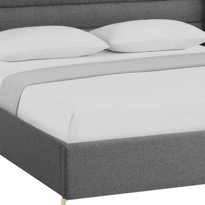 Gray Linen Upholstered King Bed Frame HomeRoots