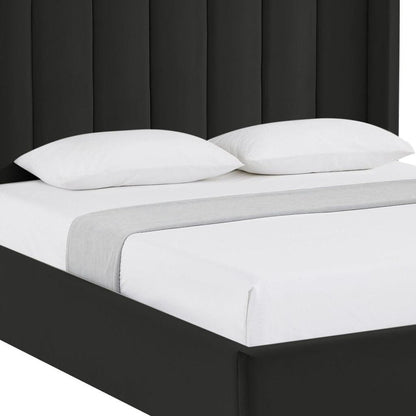 Black Velvet Upholstered Queen Bed Frame HomeRoots