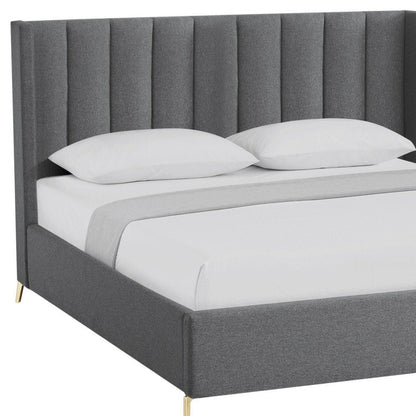 Gray Linen Upholstered King Bed Frame HomeRoots