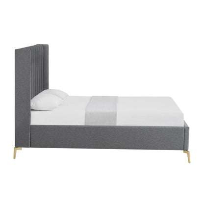 Gray Linen Upholstered King Bed Frame HomeRoots