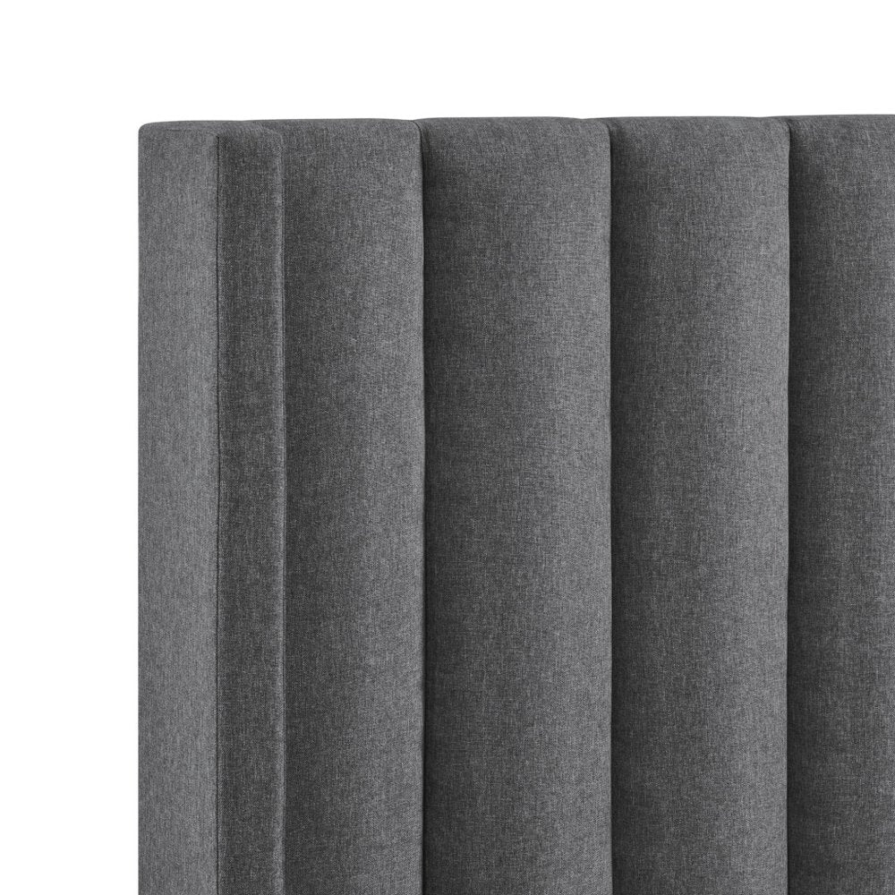 Gray Linen Upholstered King Bed Frame HomeRoots