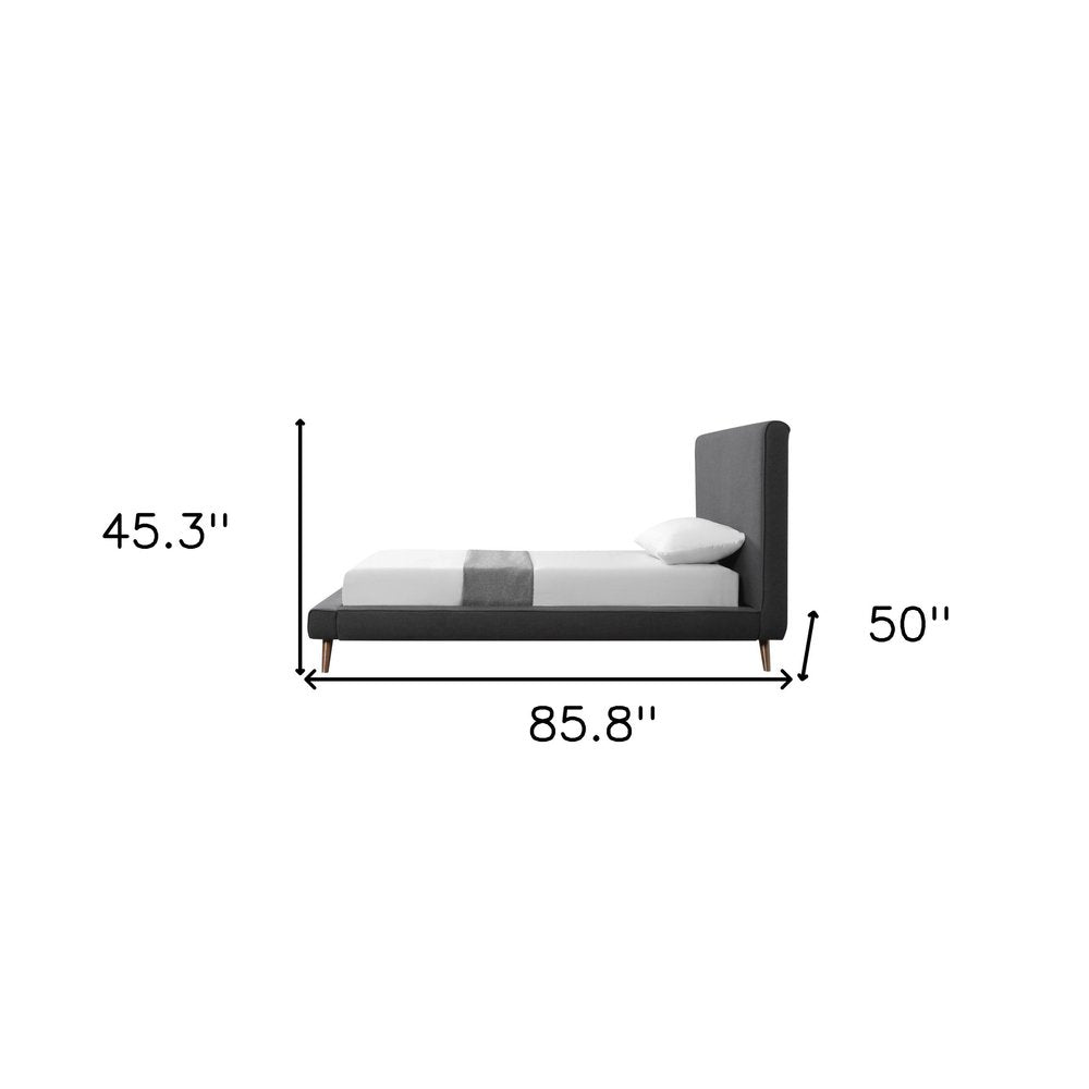 Charcoal Solid Wood Twin Upholstered Linen Bed — view 11