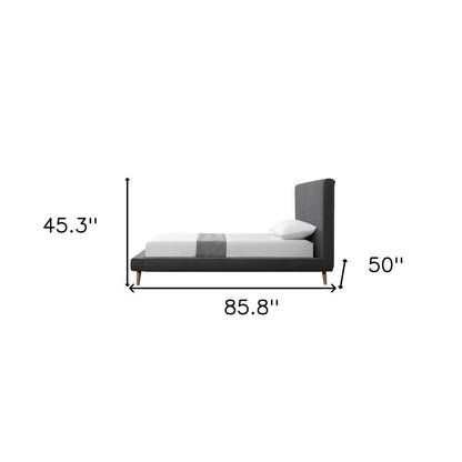 Charcoal Solid Wood Twin Upholstered Linen Bed HomeRoots