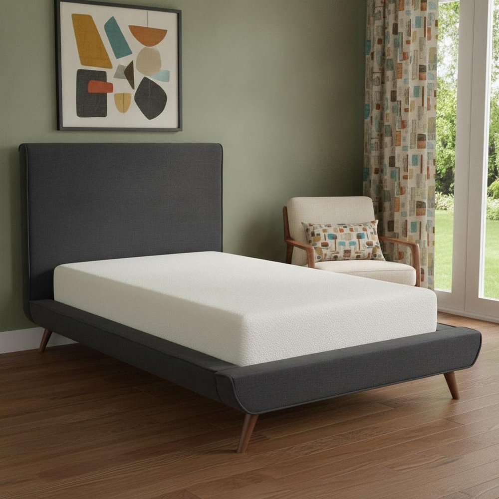 Charcoal Solid Wood Twin Upholstered Linen Bed HomeRoots
