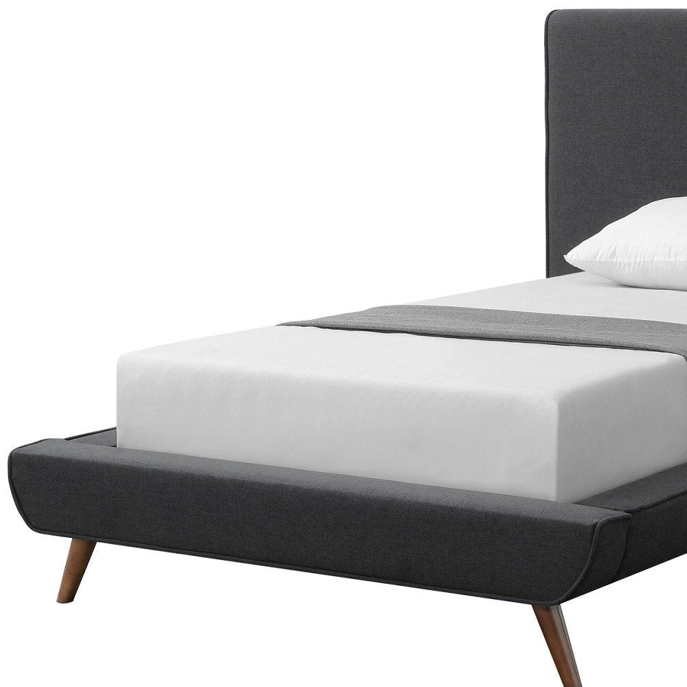 Charcoal Solid Wood Twin Upholstered Linen Bed HomeRoots