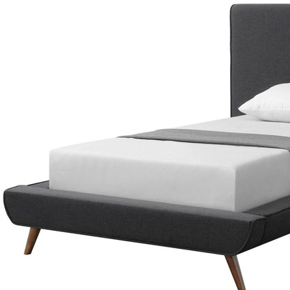 Charcoal Solid Wood Twin Upholstered Linen Bed HomeRoots