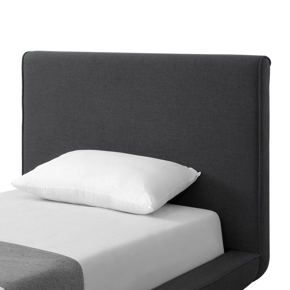 Charcoal Solid Wood Twin Upholstered Linen Bed HomeRoots