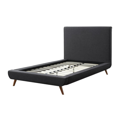 Charcoal Solid Wood Twin Upholstered Linen Bed HomeRoots