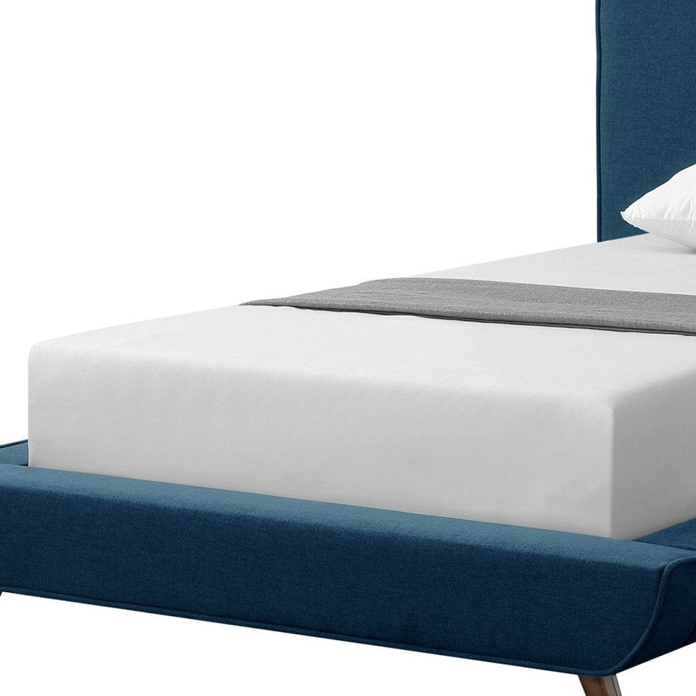 Denim Blue Solid Wood Twin Upholstered Linen Bed HomeRoots