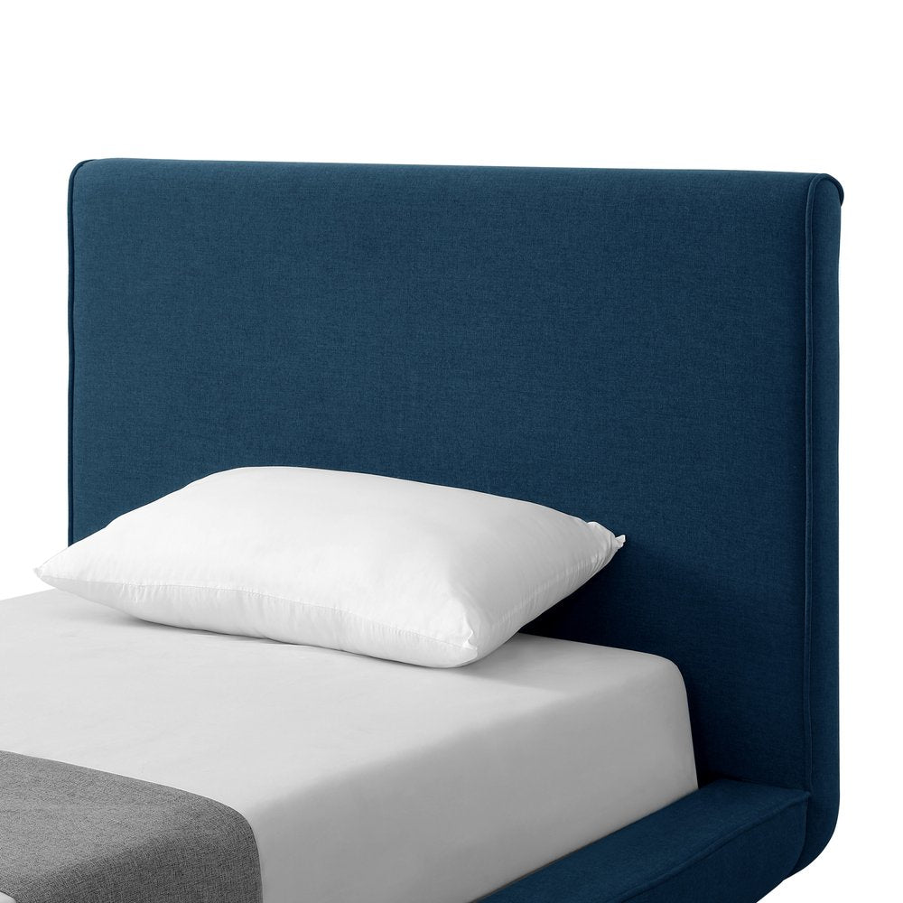 Denim Blue Solid Wood Twin Upholstered Linen Bed — view 4