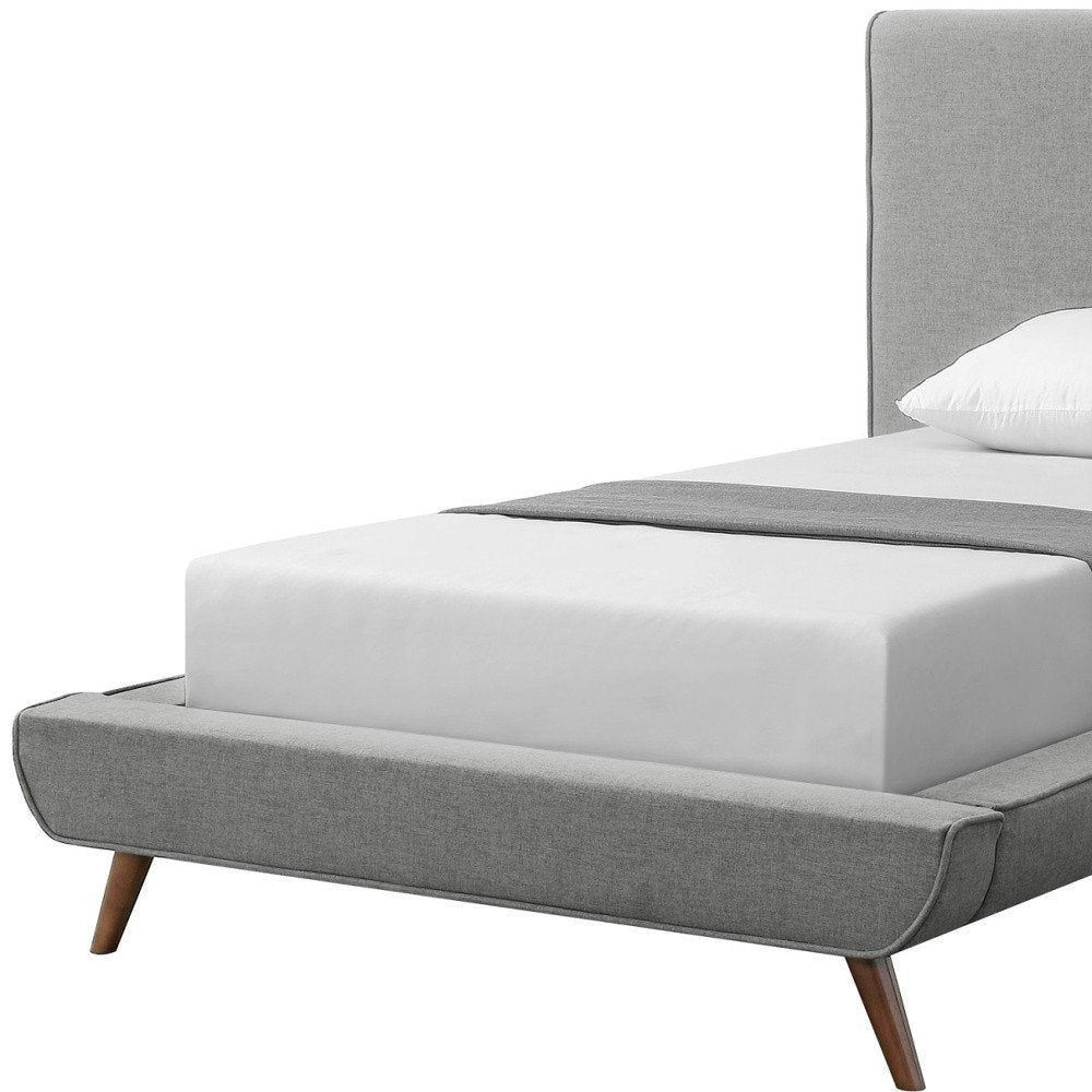 Gray Solid Wood Twin Upholstered Linen Bed — view 9