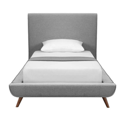 Gray Solid Wood Twin Upholstered Linen Bed HomeRoots