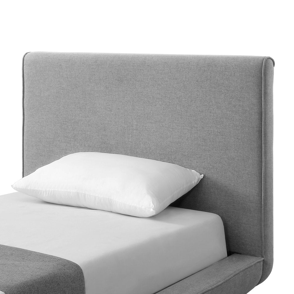 Gray Solid Wood Twin Upholstered Linen Bed HomeRoots