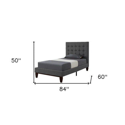 Beige Solid Wood Full Tufted Upholstered Linen Bed HomeRoots