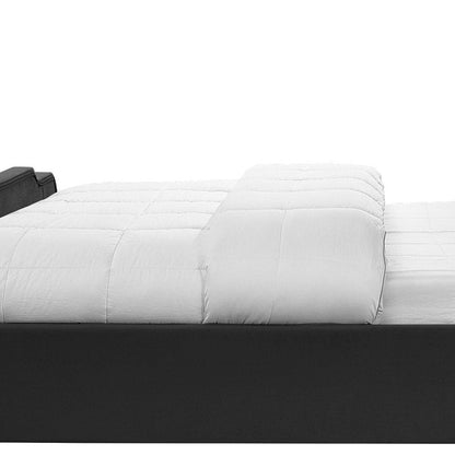 Black Solid Wood Queen Tufted Upholstered Velvet Bed with Nailhead Trim HomeRoots