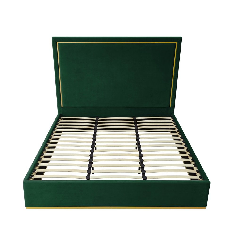 Beige Solid Wood Queen Upholstered Velvet Bed HomeRoots