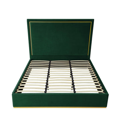 Beige Solid Wood Queen Upholstered Velvet Bed HomeRoots