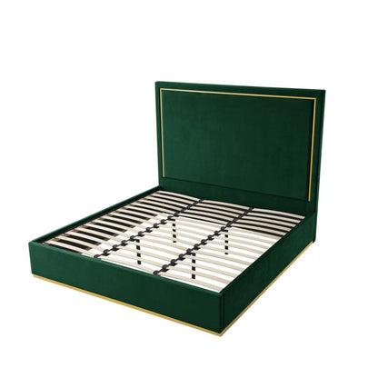 Beige Solid Wood Queen Upholstered Velvet Bed HomeRoots