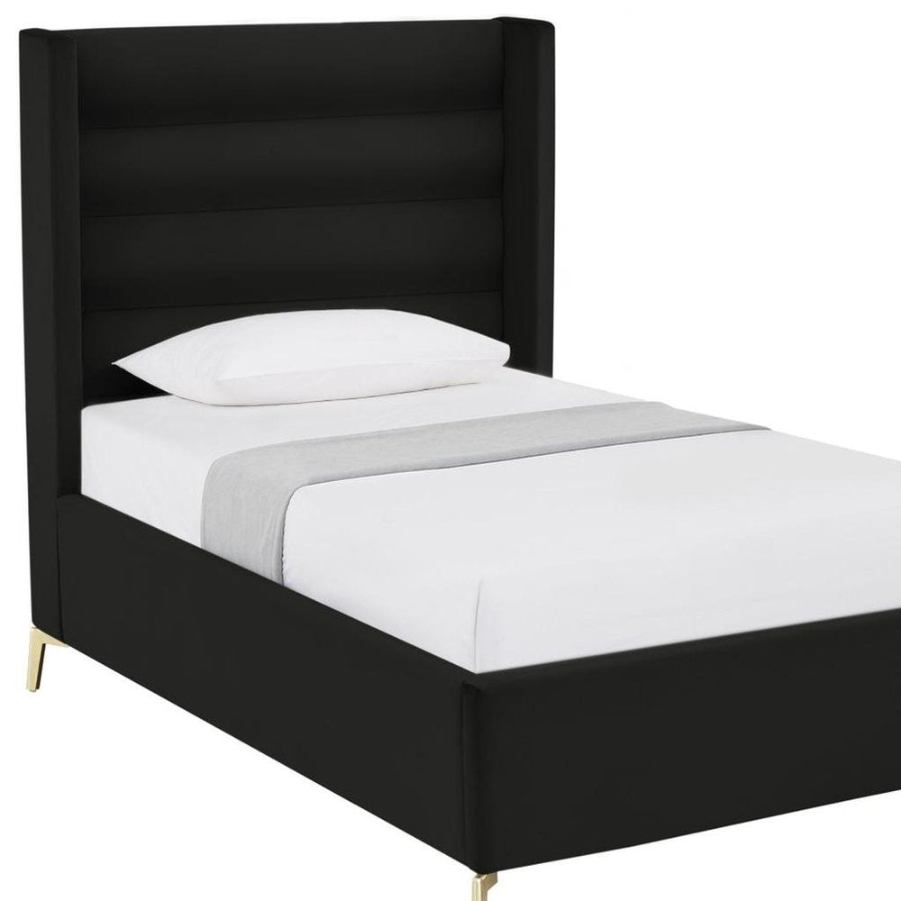 Black Velvet Upholstered King Bed Frame HomeRoots