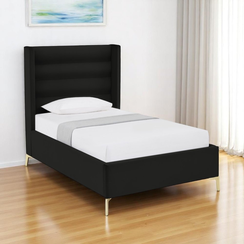 Black Velvet Upholstered King Bed Frame HomeRoots