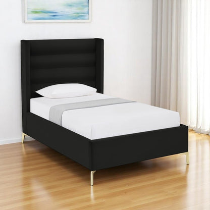 Black Velvet Upholstered King Bed Frame HomeRoots